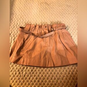 One Teaspoon Tan Leather Mini Skirt